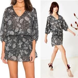 ULLA JOHNSON Batu Blouson Smocked Drop Waist Dress